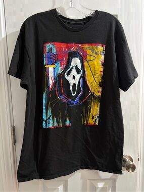Black Graphic Scream Face Short-Sleeve Tee